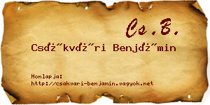 Csákvári Benjámin névjegykártya