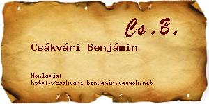 Csákvári Benjámin névjegykártya