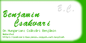 benjamin csakvari business card