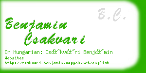 benjamin csakvari business card